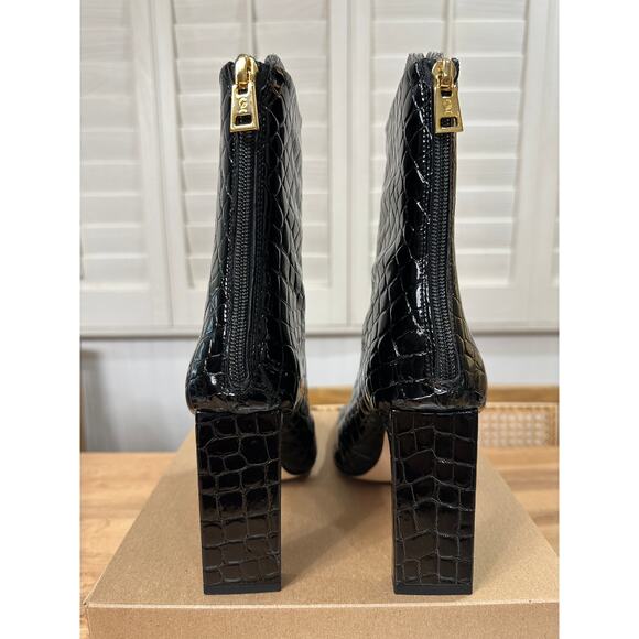 Good American Women's Ankle Boots Croc Embossed Black Size 7 NWOB Square Toe - Picture 8 of 12